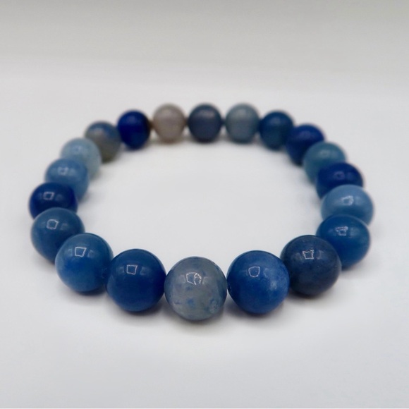10MM RARE BLUE AVENTURINE BRACELET - Picture 1 of 3